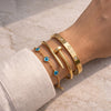 Anti-Tarnish Gold Plated Bracelet Stack - Evil Eye, Nail & Screw Motif Bangle Combo