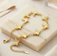 Anti-Tarnish Textured Butterfly Bracelet - Gold Plated Stainless Steel
