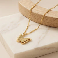 Textured Butterfly Pendant Necklace - Anti Tarnish Fashion Jewelry