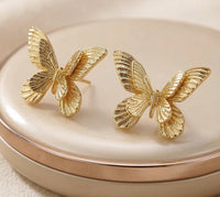 Anti-Tarnish Gold Plated Butterfly Stud Earrings - High Quality Fashion Jewelry