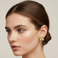 Anti-Tarnish Gold Plated Butterfly Stud Earrings - High Quality Fashion Jewelry