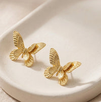 Anti-Tarnish Gold Plated Butterfly Stud Earrings - High Quality Fashion Jewelry