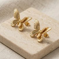 Anti-Tarnish Gold Plated Butterfly Stud Earrings - High Quality Fashion Jewelry