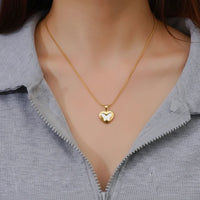 Heart Butterfly Pendant Necklace | Anti-Tarnish Gold Plated