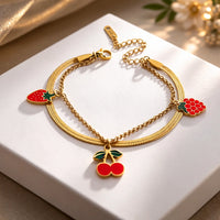 Korean Style Fruit Charm Double Layer Bracelet - Anti Tarnish
