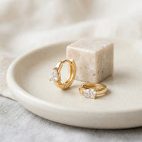 Pear Crystal Hoop Earrings - Anti-Tarnish Gold Plated