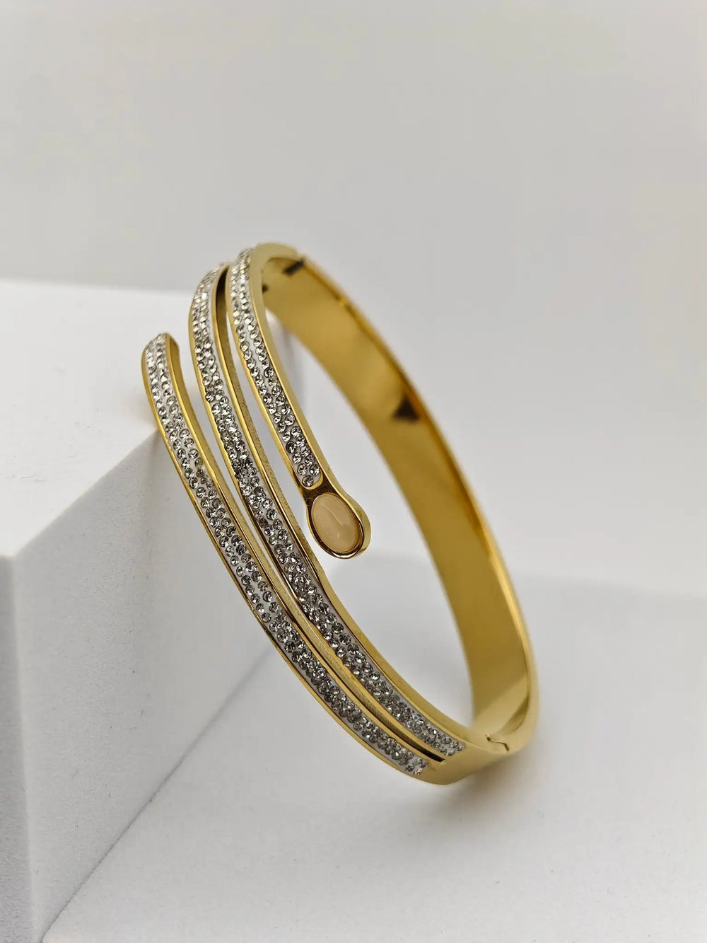 Crystal Spiral Wrap Bracelet | Anti-Tarnish Gold-Plated