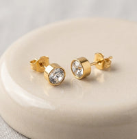 Anti-Tarnish Gold Plated Crystal Stud Earrings - Minimalist Everyday Wear