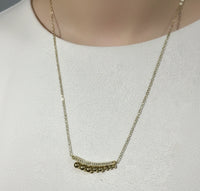 Anti-Tarnish Gold-Plated Curved Bar Beaded Necklace | Minimalist Everyday Jewelry