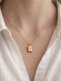 Minimalist Rectangular Starburst Necklace | Anti-Tarnish Gold Plated