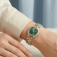 Moncheri Emerald Vintage Dual-Tone Anti-Tarnish Gold Plated Bracelet Watch