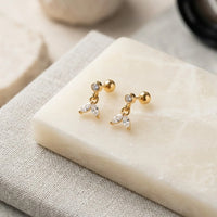Crystal Petal Drop Earrings | Anti-Tarnish Gold Plated Minimalist Dangle