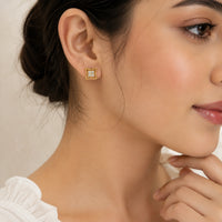 Vintage Crystal Square Studs | Anti-Tarnish Gold Plated Earrings