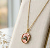 Pink Floral Enamel Pendant Necklace - Anti Tarnish Gold Plated