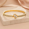 Anti-Tarnish Gold Plated Heart Bangle Bracelet with Crystals