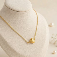Anti-Tarnish Gold Plated Textured Heart Necklace | Minimalist Everyday Jewelry