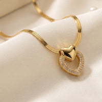 Anti-Tarnish Gold Plated Double Heart Pendant Necklace for Women