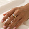 Radiant Heart Double Band Ring - Anti Tarnish Gold Plated