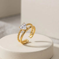 Double Layer Heart Ring - Korean Style Anti Tarnish Gold Plated