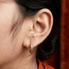 Layered Double Hoop Zirconia Earrings - Anti Tarnish Gold Plated