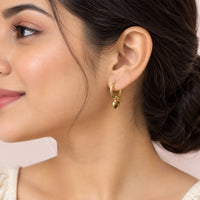 Heart Charm Hoop Earrings - Anti Tarnish Gold Plated | Moncheri Jewels