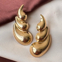 Chunky Swirl Statement Earrings - Anti Tarnish Gold Plated