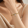 Wavy Square Crystal Cuff Bracelet - Anti Tarnish Gold Plated