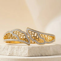 Gold Plated Wing Design Anti Tarnish Bracelet for Women - Adjustable Kada