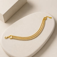 Geometric Triple Layer Rhinestone Gold Plated Bracelet
