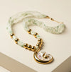 Vintage Swirl Pearl Pendant Ribbon Necklace - Anti-Tarnish Gold Plated