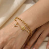 Butterfly Charm Beaded Bracelet - Anti-Tarnish Gold Plated