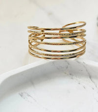 Anti-Tarnish Gold Plated Multi-Layer Cuff Bracelet | Stacked Wire Design