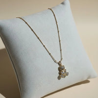 Teddy Bear Crystal Heart Pendant - Anti Tarnish Gold Plated Necklace