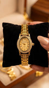 Elegant Anti-Tarnish Gold Plated Oval Case Women's Watch - Stylish Bracelet Wristwatch for Daily & Party Wear