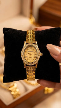 Elegant Anti-Tarnish Gold Plated Oval Case Women's Watch - Stylish Bracelet Wristwatch for Daily & Party Wear