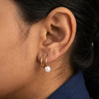 Pearl Spiral Double Hoop Earrings | Anti-Tarnish Gold Plated Korean Style