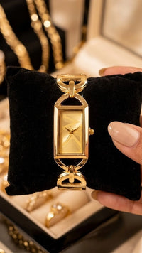 The "It Girl" Rectangular Dial Anti-Tarnish Gold Plated Watch