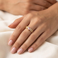 Pink Heart Crystal Adjustable Ring - Anti Tarnish Gold Plated