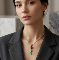Elegant Rose Pendant Necklace - Anti-Tarnish Gold-Plated Floral Jewelry-Tulip