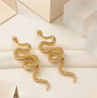 Snake Statement Earrings - Anti-Tarnish Gold Plated