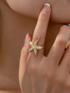 Anti-Tarnish Gold Plated Starfish Ring - Waterproof Ocean Inspired Jewelry