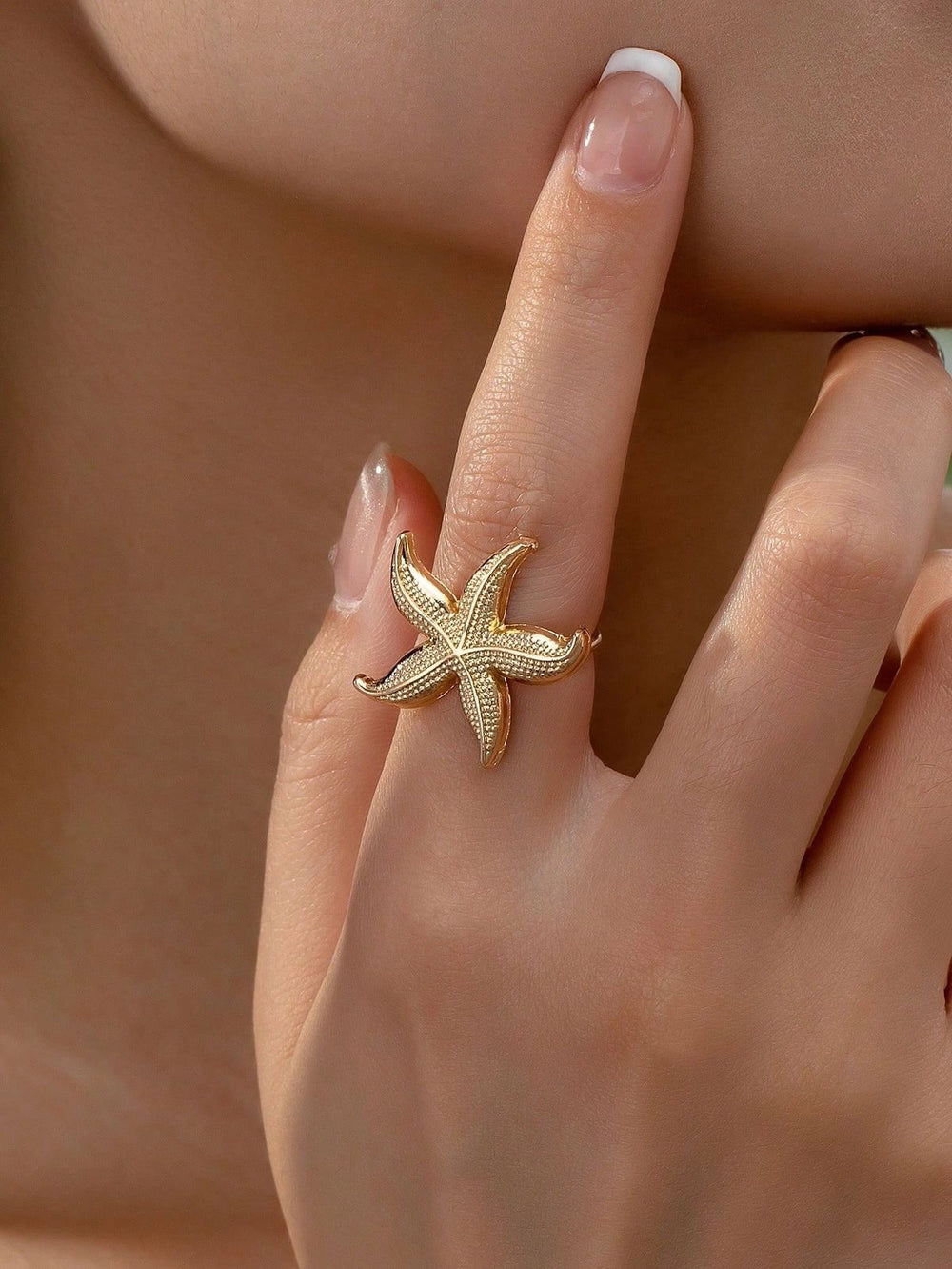 Anti-Tarnish Gold Plated Starfish Ring - Waterproof Ocean Inspired Jewelry
