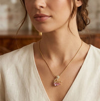 Pink Crystal Swan Pendant Necklace | Anti-Tarnish Gold Plated