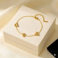 Triple Heart Charm Anti-Tarnish Gold Plated Bracelet for Women