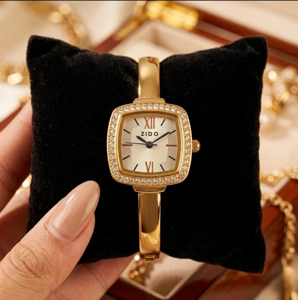 Elegant  Square Anti-Tarnish Gold Plated Watch for Women