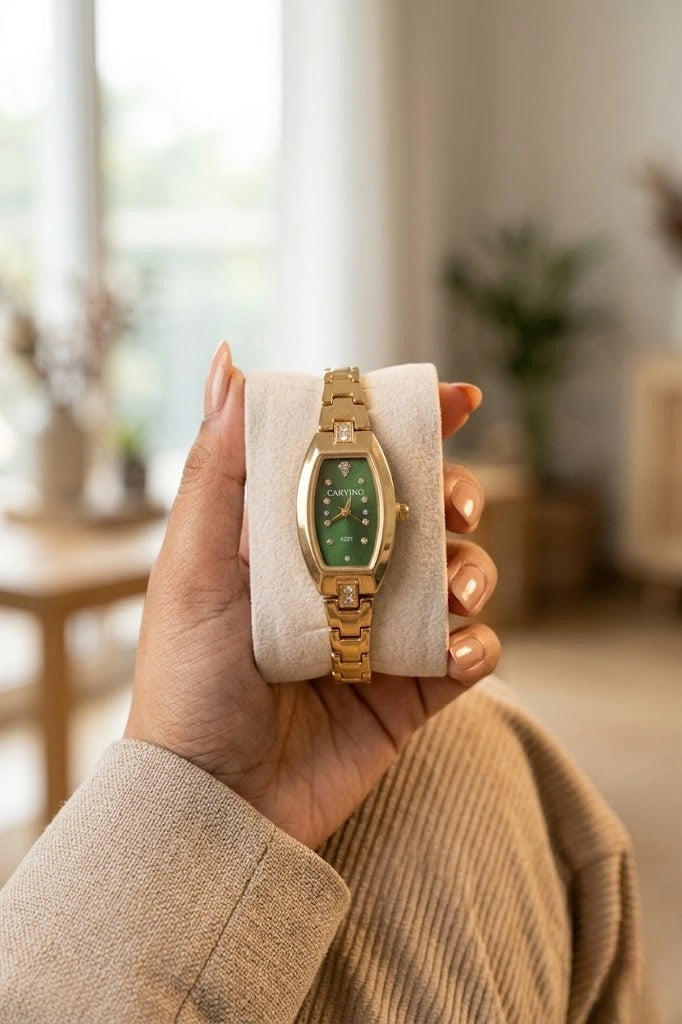 Emerald Vintage Anti-Tarnish Gold Plated Bracelet Watch