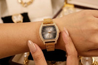 Bubble Time Crystal Studded Anti-Tarnish Gold Plated Watch