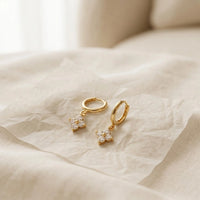 Minimalist Floral Drop Earrings - Anti-Tarnish Gold Plated