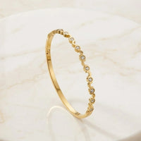 Scalloped Wave Crystal Bracelet - Anti-Tarnish Gold Plated