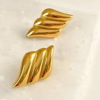 Anti-Tarnish Gold Plated Wing Earrings | Elegant Wave Design